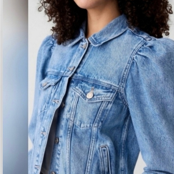 NWOT Gap Puff Sleeve Icon Denim Jacket Size XL - Picture 3 of 5